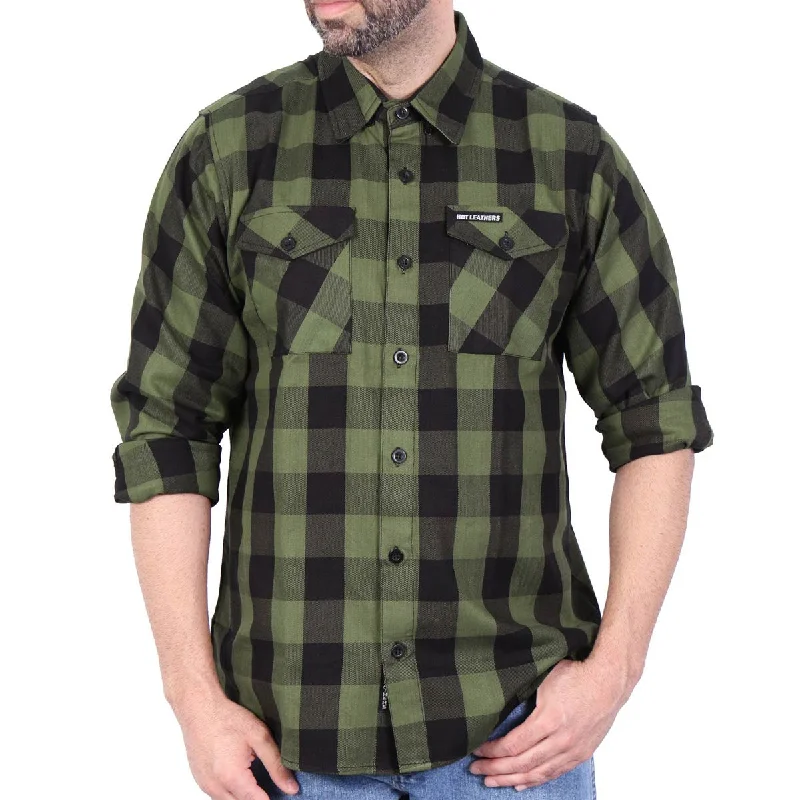 Classic Style Hot Leathers FLM2027 Men's OD Green and Black Long Sleeve Flannel Shirt Classic Style Hot Leathers FLM2027 Men's OD Green and Black Long Sleeve Flannel Shirt