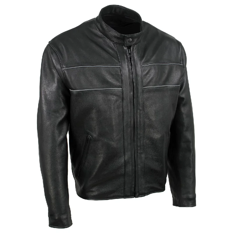 Trendy Looks Milwaukee Leather USA MADE MLJKM5003 Men's Black 'Echo' Premium Leather Motorcycle Jacket with Reflective Piping Trendy Looks Milwaukee Leather USA MADE MLJKM5003 Men's Black 'Echo' Premium Leather Motorcycle Jacket with Reflective Piping