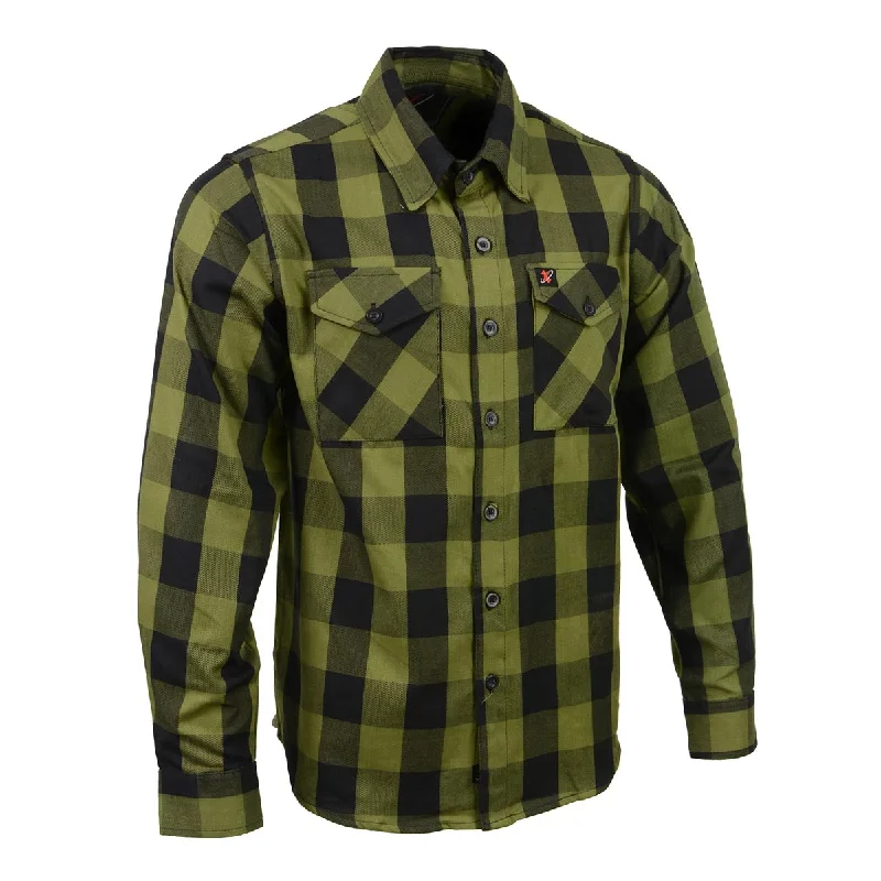 Basic Version Milwaukee Leather MNG11668 Men's Black and Green Long Sleeve Cotton Flannel Shirt Basic Version Milwaukee Leather MNG11668 Men's Black and Green Long Sleeve Cotton Flannel Shirt