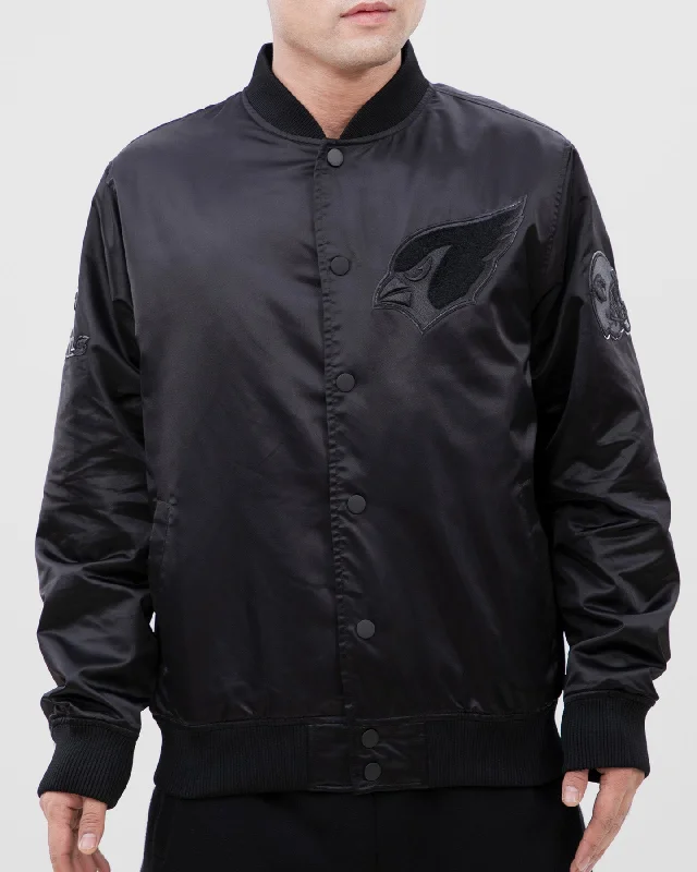 Knitted Design NFL ARIZONA CARDINALS TRIPLE BLACK MEN'S SATIN JACKET (TRIPLE BLACK)
