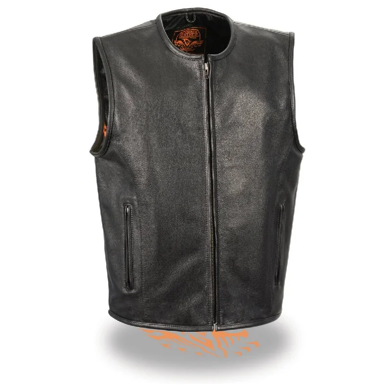 Relaxed Style Milwaukee Leather LKM3740 Men's Seamless Design Zippered Front Leather Vest Relaxed Style Milwaukee Leather LKM3740 Men's Seamless Design Zippered Front Leather Vest