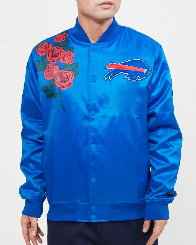 Relaxed Clothing NFL BUFFALO BILLS ROSE MEN'S SATIN JACKET (ROYAL BLUE)