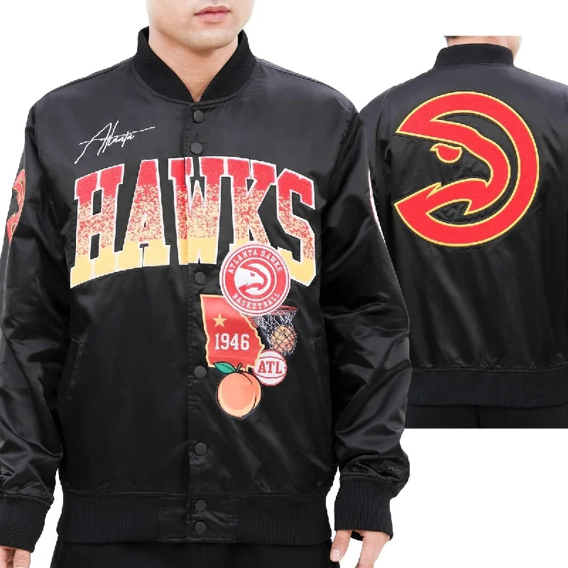 Noble Temperament NBA ATLANTA HAWKS HOMETOWN MEN'S SATIN JACKET (BLACK)