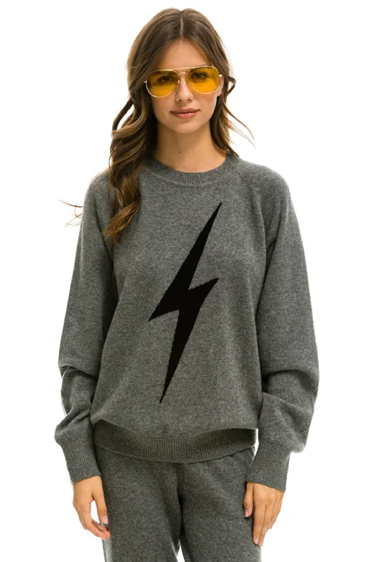 Chic Comfort Wear UNISEX BOLT CASHMERE LIGHT SWEATER - DEEP HEATHER // BLACK BOLT