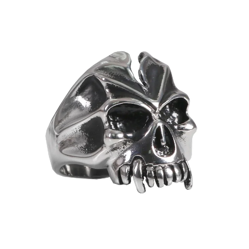 Sports Style Hot Leathers JWR2121 Men's Fang Skull Stainless Steel Ring