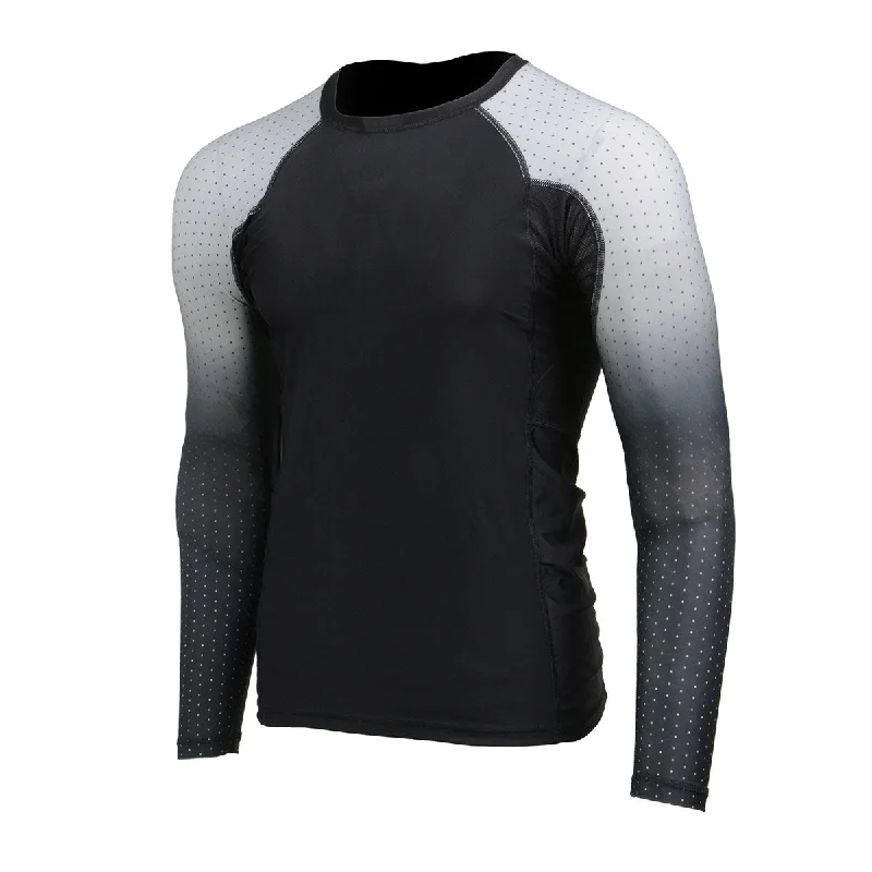 Soft Touch X-Fitness XFM7000 Men's Black and Grey Long Sleeve Compression Rash Guard Athletic Shirt- MMA, BJJ, Wrestling, Cross Training Soft Touch X-Fitness XFM7000 Men's Black and Grey Long Sleeve Compression Rash Guard Athletic Shirt- MMA, BJJ, Wrestling, Cross Training