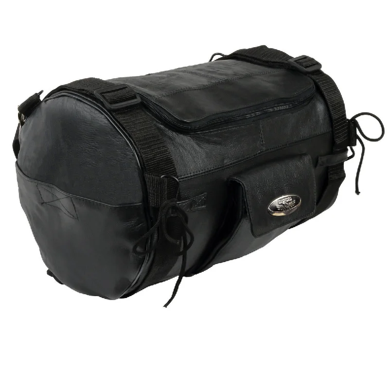 Effortless Comfort Milwaukee Leather SH535 Small Motorcycle Leather Roll Bag Mounts to Sissy Bar Easily Effortless Comfort Milwaukee Leather SH535 Small Motorcycle Leather Roll Bag Mounts to Sissy Bar Easily