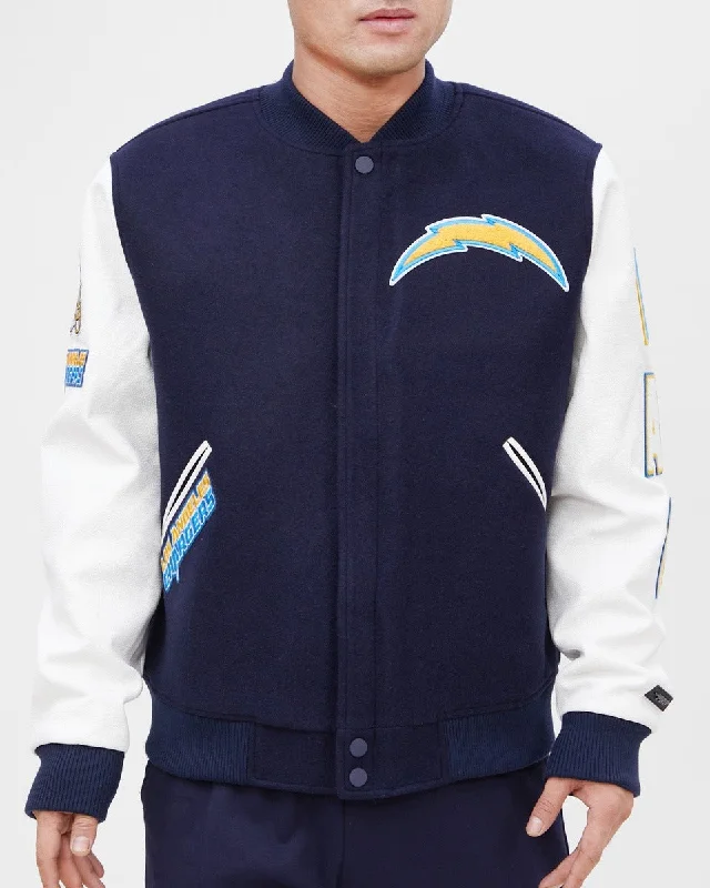Age-reducing Style NFL LOS ANGELES CHARGERS CLASSIC WOOL MEN'S VARSITY JACKET (MIDNIGHT NAVY/WHITE)