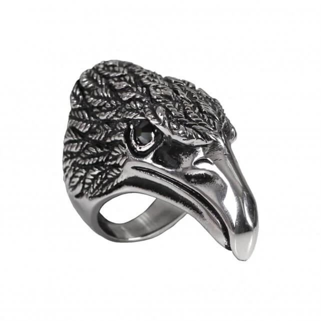 Energy Plan Hot Leathers JWR2124 Men's Eagle Head Stainless Steel Ring