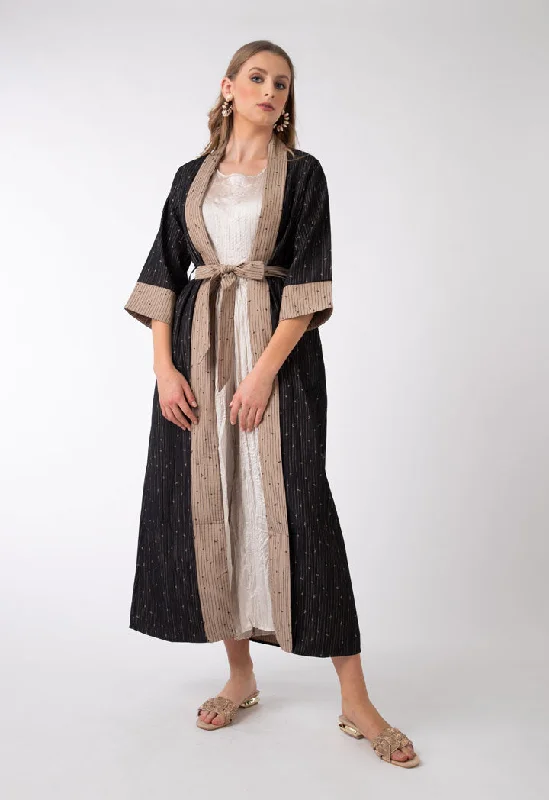 All-Day Style Color Block Striped Maxi Kimono