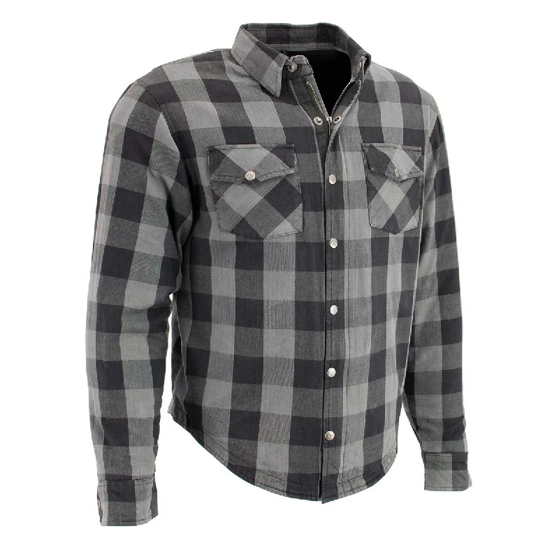 Simple Style Milwaukee Leather MPM1630 Men's Plaid Flannel Biker Shirt w/ CE Armor - Reinforced w/ Aramid Fibers Simple Style Milwaukee Leather MPM1630 Men's Plaid Flannel Biker Shirt w/ CE Armor - Reinforced w/ Aramid Fibers
