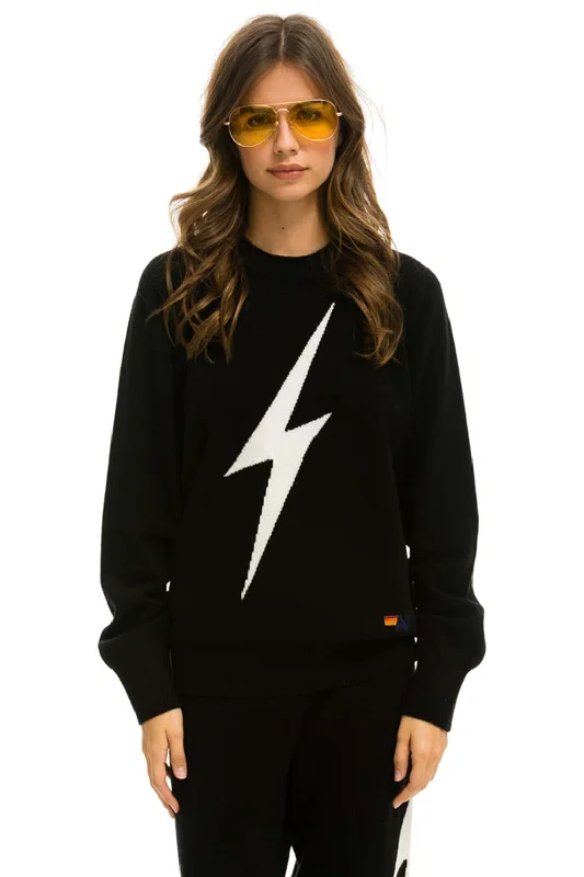 Modern Comfort Wear UNISEX BOLT CASHMERE LIGHT SWEATER - BLACK // WHITE BOLT