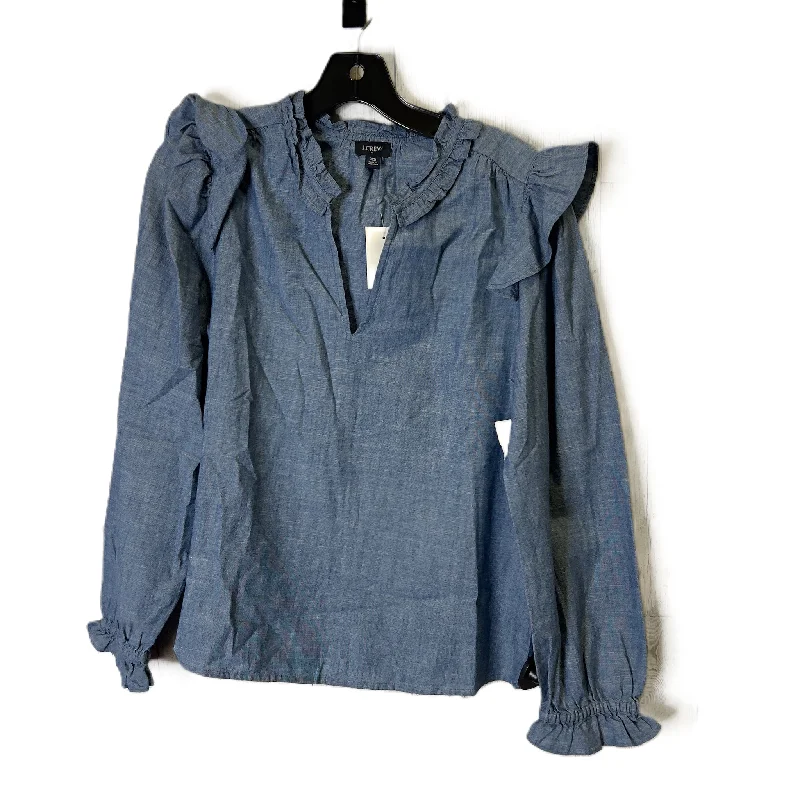 Relaxed And Casual Top Long Sleeve By J. Crew In Blue Denim, Size: Xs