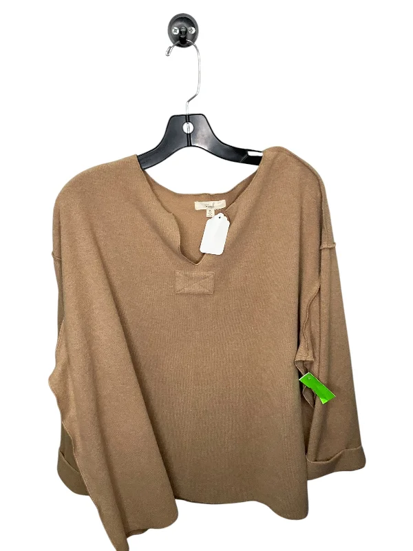 Fashion Touch Top Long Sleeve By Easel In Beige, Size: S