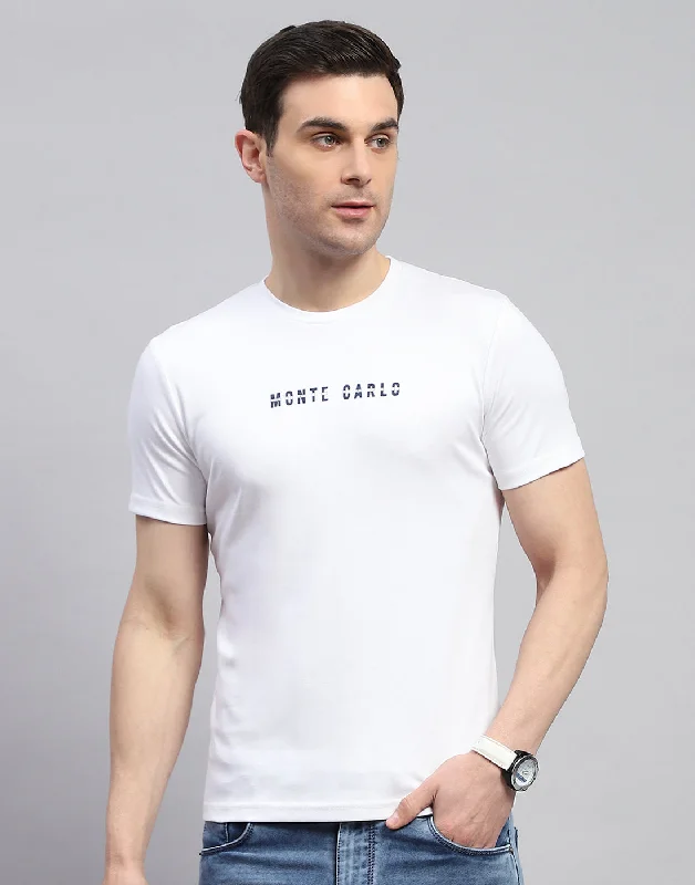Carefree Style Men White Solid Round Neck Half Sleeve T-Shirt