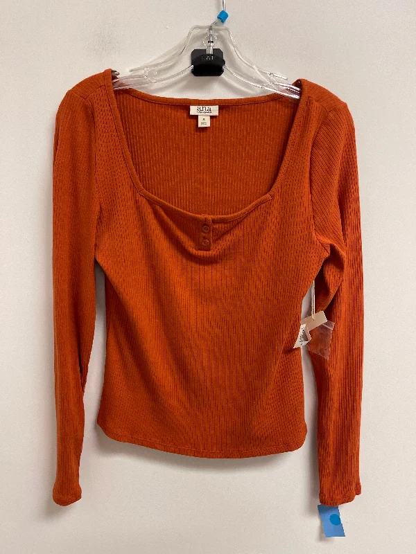 Classic Items Top Long Sleeve By Ana In Orange, Size: M