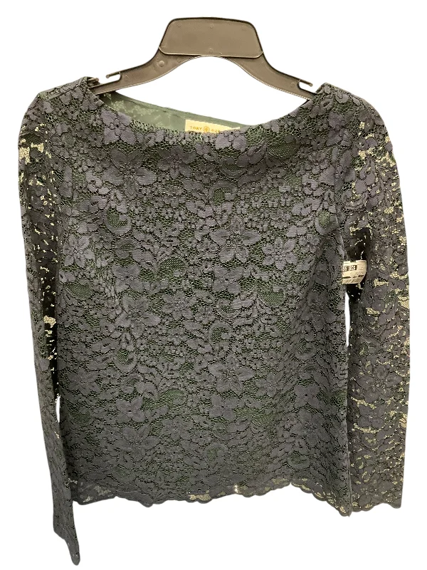 Free Design Top Long Sleeve Designer By Tory Burch In Green & Purple, Size: 4