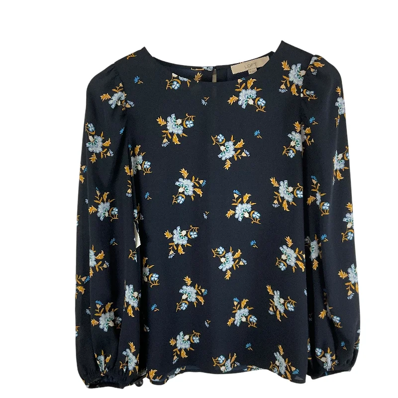 Comfortable And Simple Top Long Sleeve By Loft In Navy, Size: Xs
