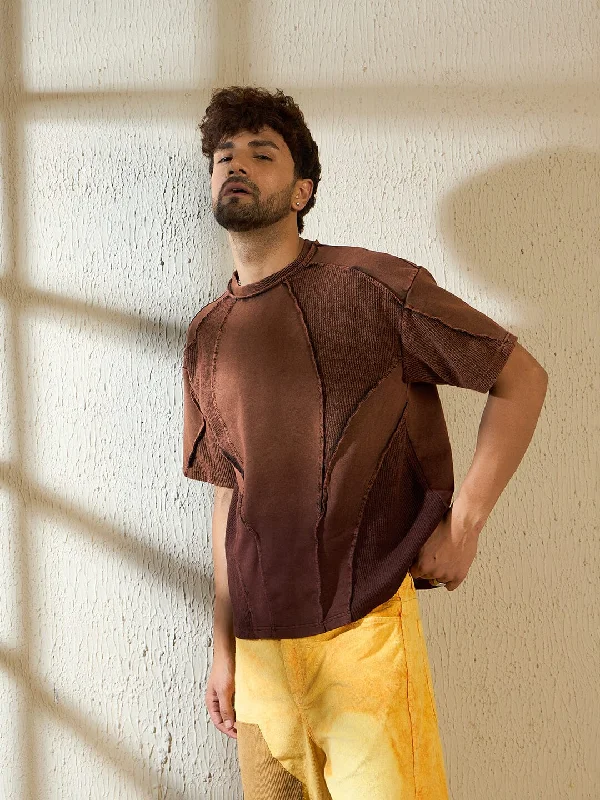 Luxury Customization Brown Ombre Cut & Sew Oversized Tshirt