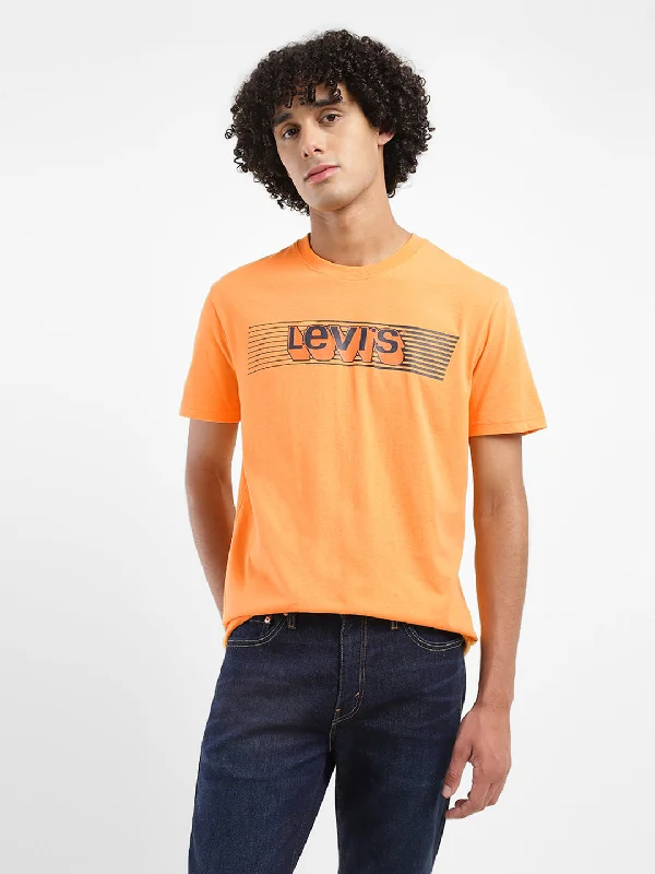 Embroidery Design Men's Solid Crew Neck T-Shirt