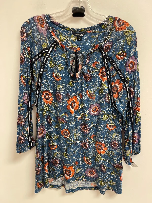 Simple Looks Top Long Sleeve By Lucky Brand In Navy, Size: M
