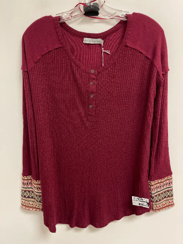 Soft Comfort Wear Top Long Sleeve By Paper Crane In Red, Size: S