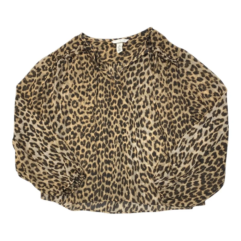 Stretch Design Top Long Sleeve By H&m In Animal Print, Size: S