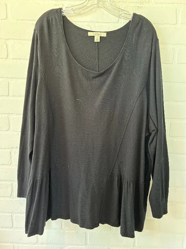 Exquisite Embroidery Black Top Long Sleeve Sejour, Size 3x
