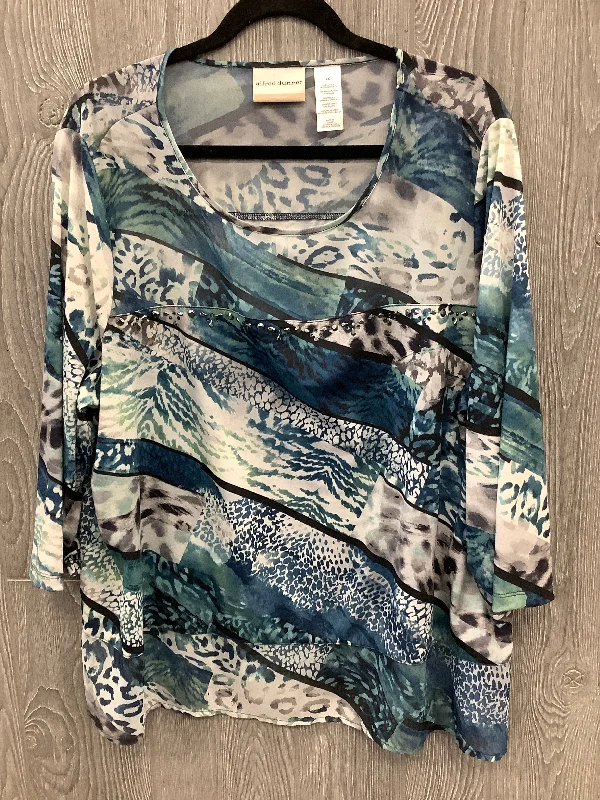 Minimal Comfort Top 3/4 Sleeve By Alfred Dunner In Blue, Size: 2x