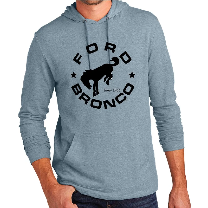 Fashion Expert Hoodie - Mens Ford Bronco Circle - Flint Blue Heather