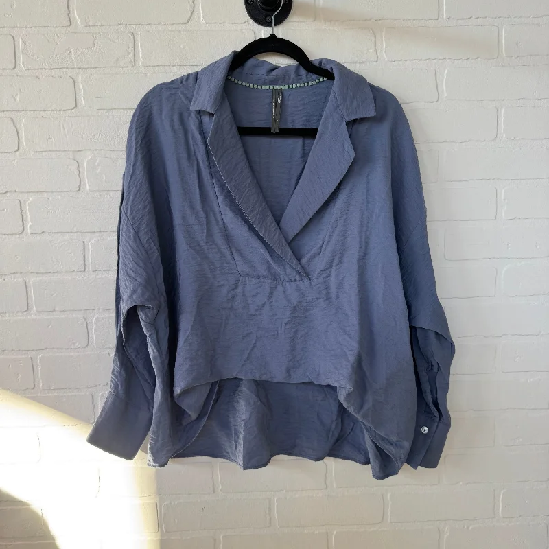 Hooded design Top Long Sleeve By Anthropologie In Blue, Size: S