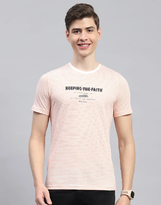 Timeless Style Men Pink Printed Round Neck Half Sleeve T-Shirt
