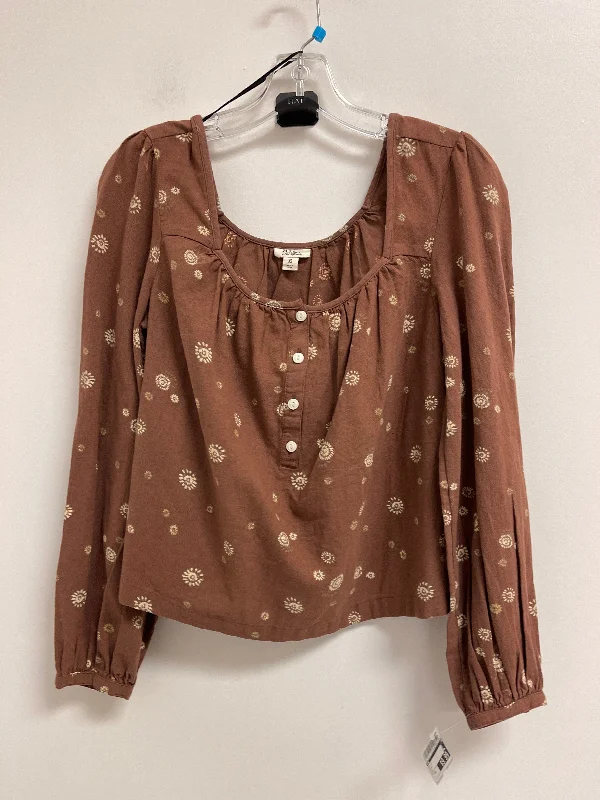 Exquisite Tailoring Top Long Sleeve By Ana In Brown, Size: Xs