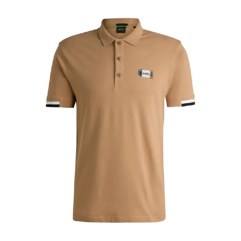 Mercerized-cotton polo shirt with signature stripes