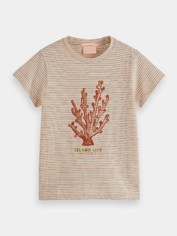 Kids - Lurex stripe artwork t-shirt