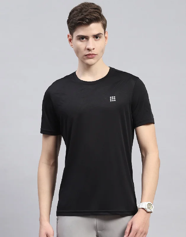 Soft Comfort Men Black Solid Round Neck Half Sleeve T-Shirt