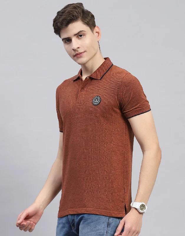 Effortless Wear Men Rust Solid Polo Collar Half Sleeve T-Shirt