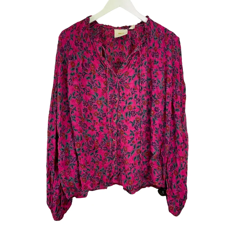 Youthful Vitality Floral Print Top Long Sleeve Maeve, Size 3x