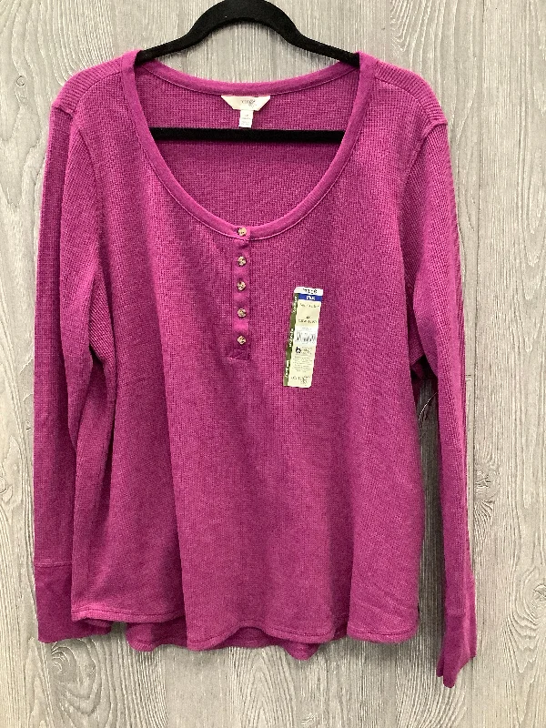 Fashion Design Top Long Sleeve By Terra & Sky In Purple, Size: 1x