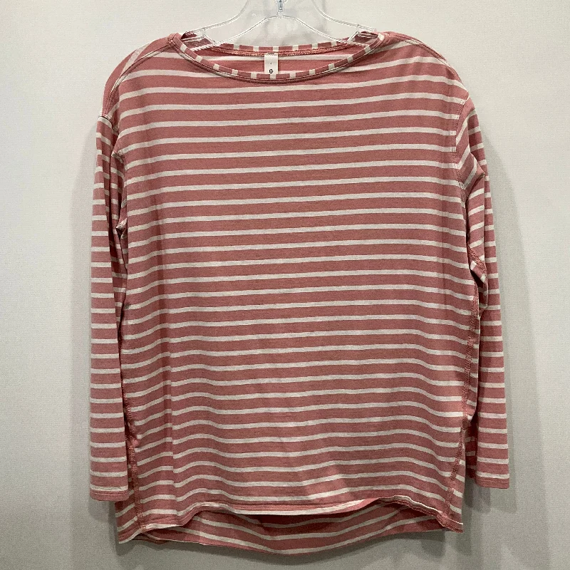 All-Day Outfits Top Long Sleeve By Lululemon In Pink & White, Size: 4