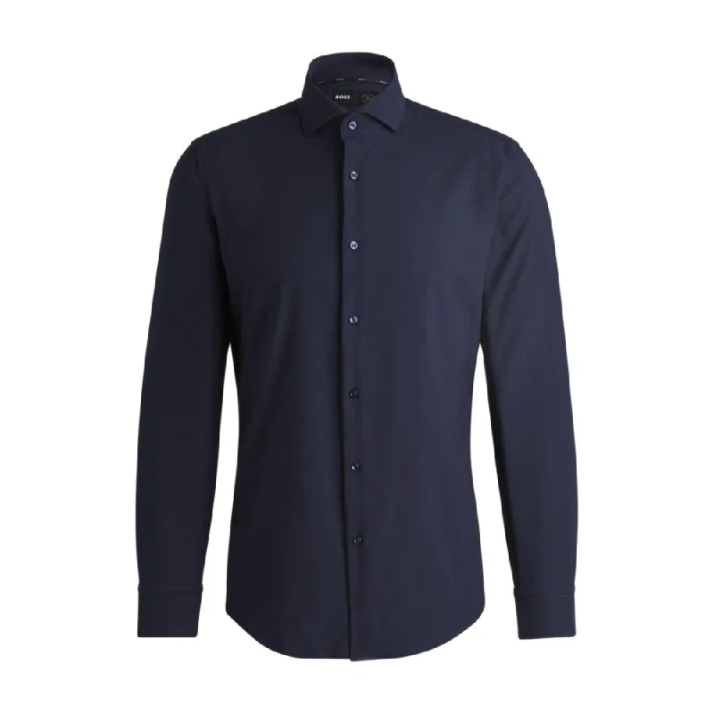 Slim-fit shirt in structured performance-stretch material