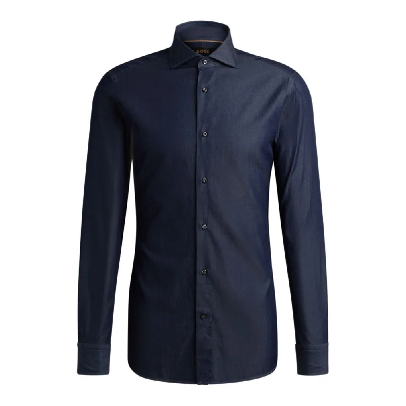 Cozy Lifestyle Slim-fit shirt in cotton denim with spread collar