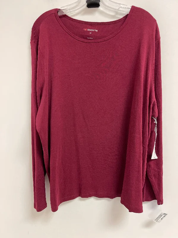 Advanced Design Top Long Sleeve By Liz Claiborne In Red, Size: 3x