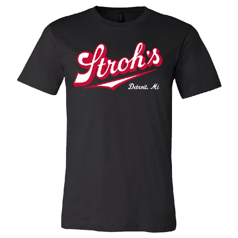 Romantic Temperament Mens Stroh's Script T-shirt (Black)