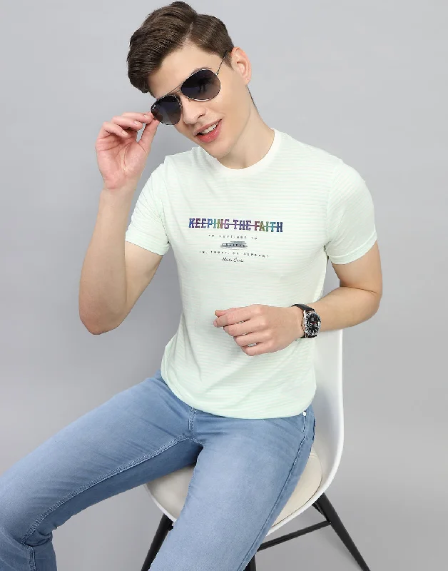 Cozy Chic Wear Men Green Printed Round Neck Half Sleeve T-Shirt