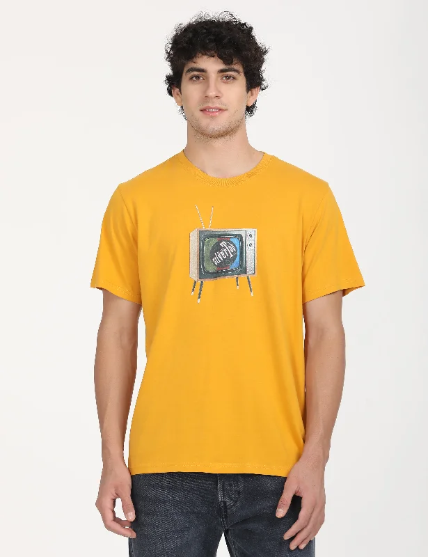 Mid-length Style Men's Graphic Print Loose Fit T-Shirt