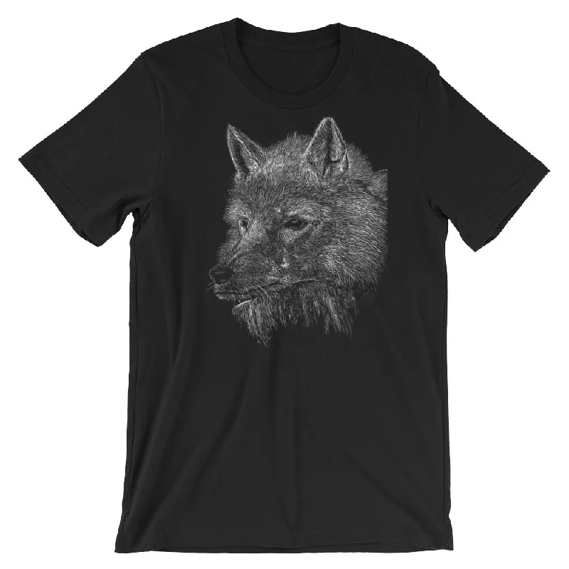 Fashionable Prints Wolf Etching Unisex T-Shirt