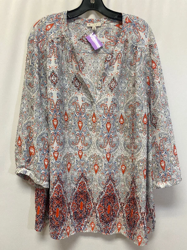 Fashion Selection Orange Top 3/4 Sleeve Lila Rose, Size 3x