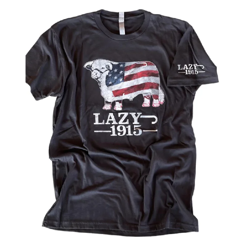 Lazy J Mens American Flag Hereford T-Shirt - BLKFLAG