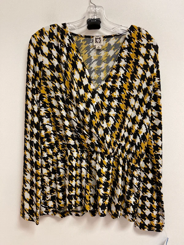 Bright Colors Top Long Sleeve By Anne Klein In Black & Gold, Size: M